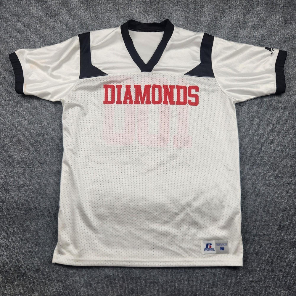 Russell‎ Athletic Diamonds Football Jersey White Mesh Navy Red Mens Medium 100
